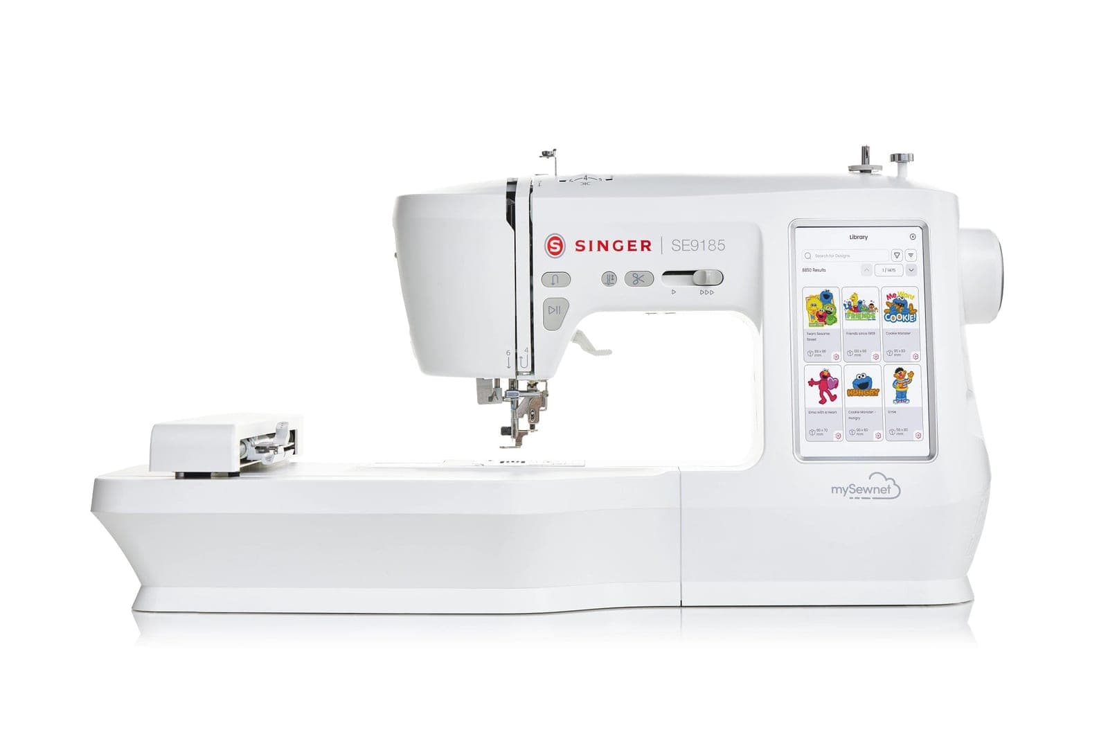 SINGER SE9185 mit angesetzter Stickeinheit, Vorderansicht
